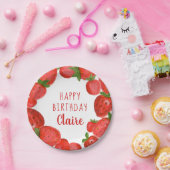 Assiettes En Carton Plaque à papier de fraise d'aquarelle (Fête)