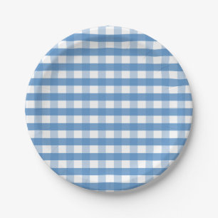 Assiettes En Carton Plaque à papier de guingan blanc bleu