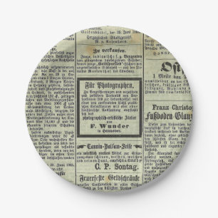 Assiettes En Carton Plaque à papier de journal allemand vintage