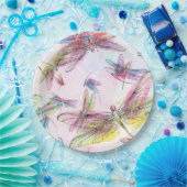 Assiettes En Carton Plaque à papier de libellules d'aquarelle (Fête)