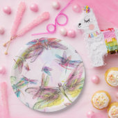 Assiettes En Carton Plaque à papier de libellules d'aquarelle (Fête)