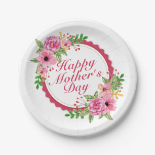 Assiettes En Carton Plaque à papier de mère de cadre heureux éléga