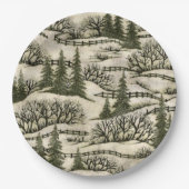 Assiettes En Carton Plaque à papier de motif de scène d'hiver (Devant)