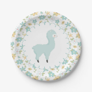 Assiettes En Carton Plaque à papier de petit lama bleu