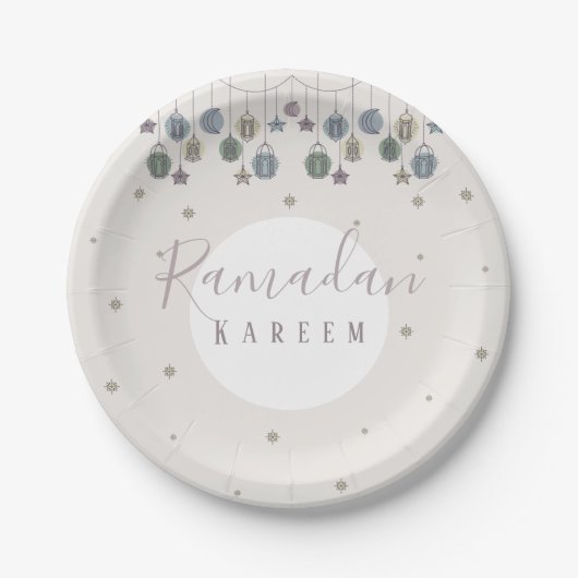 Assiettes En Carton Plaque à papier de Ramadan Kareem pour le mois (Devant)