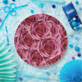 Assiettes En Carton Plaque à papier de roses roses (Fête)