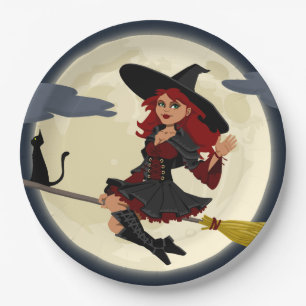 Assiettes En Carton Plaque à papier de sorcière de Halloween