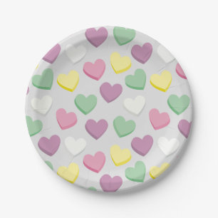 Assiettes En Carton Plaque à papier de sucrerie de coeurs en pastel d