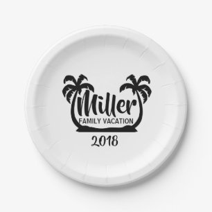 Assiettes En Carton Plaque à papier de vacances de famille de palmier