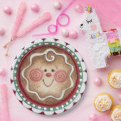 Assiettes En Carton Plaque à papier de visage mignon de pain d'épice (Fête)