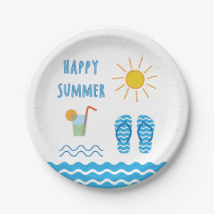 Assiettes En Carton Plaque à papier d'été heureux