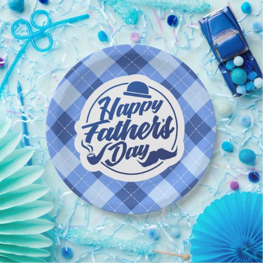 Assiettes En Carton Plaque à papier heureuse bleue simple de la fête (Fête)