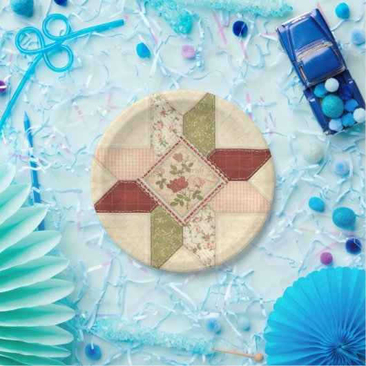 Assiettes En Carton Plaque à papier piquée de patchwork (Fête)