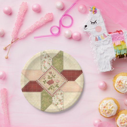 Assiettes En Carton Plaque à papier piquée de patchwork (Fête)