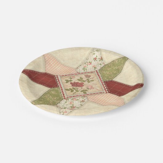 Assiettes En Carton Plaque à papier piquée de patchwork (Angle)