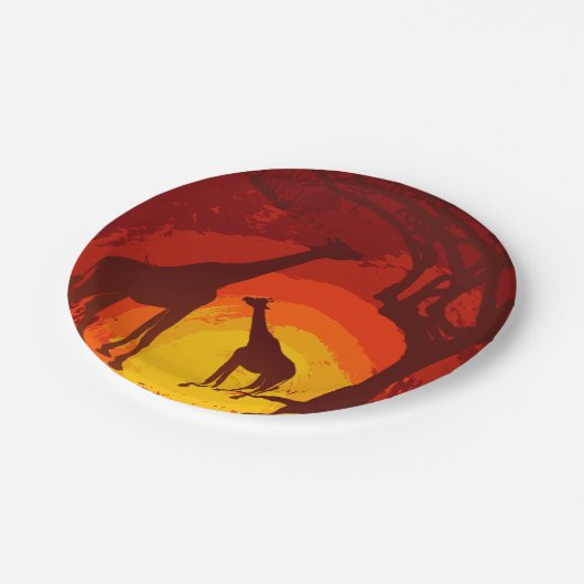 Assiettes En Carton Plaque à papier rond de 7" African Safari Giraffe (Angle)