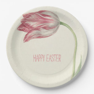 Assiettes En Carton Plaque à papier rose vintage heureuse de la tulip