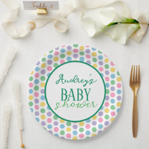 Assiettes En Carton Plaque à petits pois Baby shower