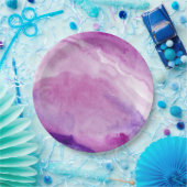 Assiettes En Carton Plaque Abstraite d'aquarelle violette en marbre li (Fête)