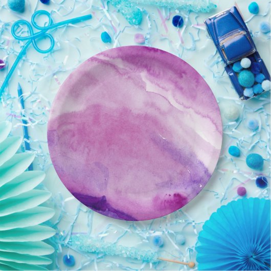 Assiettes En Carton Plaque Abstraite d'aquarelle violette en marbre li (Fête)