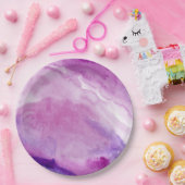 Assiettes En Carton Plaque Abstraite d'aquarelle violette en marbre li (Fête)