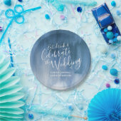 Assiettes En Carton Plaque abstraite en papier gris bleu mariage (Fête)