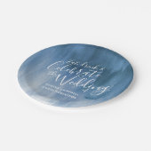 Assiettes En Carton Plaque abstraite en papier gris bleu mariage (Angle)