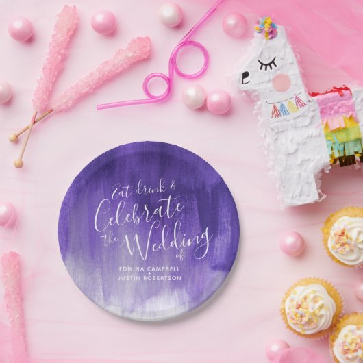 Assiettes En Carton Plaque abstraite en papier violet ultraviolet mari (Fête)