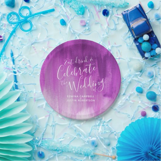 Assiettes En Carton plaque abstraite mauve mariage (Fête)