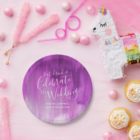 Assiettes En Carton plaque abstraite mauve mariage (Fête)