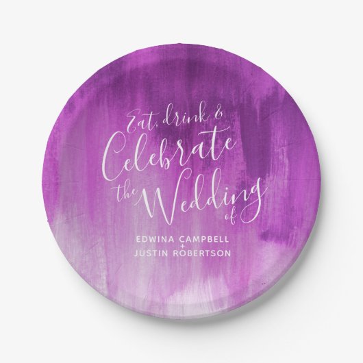 Assiettes En Carton plaque abstraite mauve mariage (Devant)