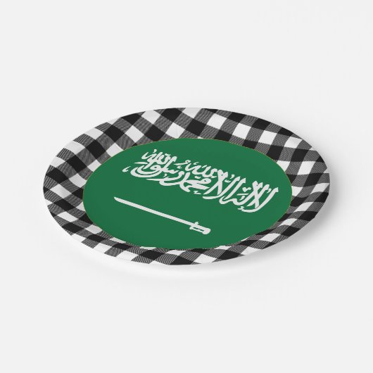 Assiettes En Carton Plaque Arabie Saoudite, plaid de buffle & drapeau (Angle)