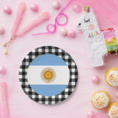 Assiettes En Carton Plaque argentine, plaid de buffle & drapeau argent (Fête)