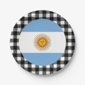 Assiettes En Carton Plaque argentine, plaid de buffle & drapeau argent (Devant)