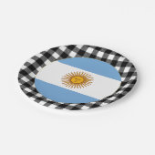 Assiettes En Carton Plaque argentine, plaid de buffle & drapeau argent (Angle)
