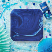 Assiettes En Carton Plaque arrière - plan bleu Cobalt (Fête)