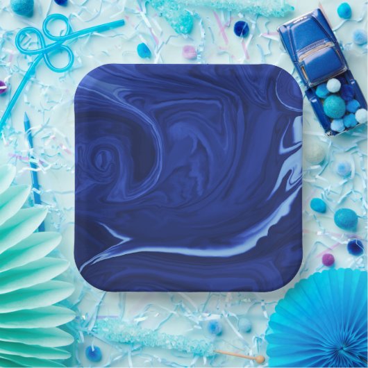 Assiettes En Carton Plaque arrière - plan bleu Cobalt (Fête)