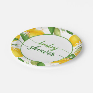 Assiettes En Carton Plaque Baby shower citron