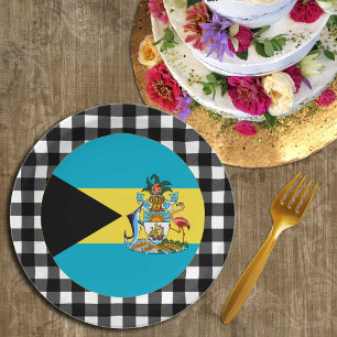 Assiettes En Carton Plaque Bahamas, plaid de buffle & Bahamas Drapeau