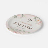Assiettes En Carton Plaque Baptême personnalisée - Rose Favoriser les  (Angle)