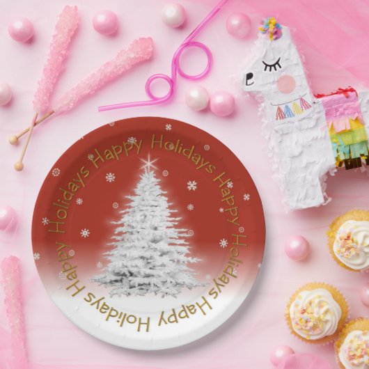 Assiettes En Carton Plaque blanche en papier de Noël (Fête)