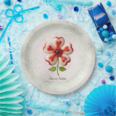 Assiettes En Carton Plaque blanche en papier rouge (Fête)