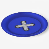 Assiettes En Carton Plaque Bouton Bleu (Angle)