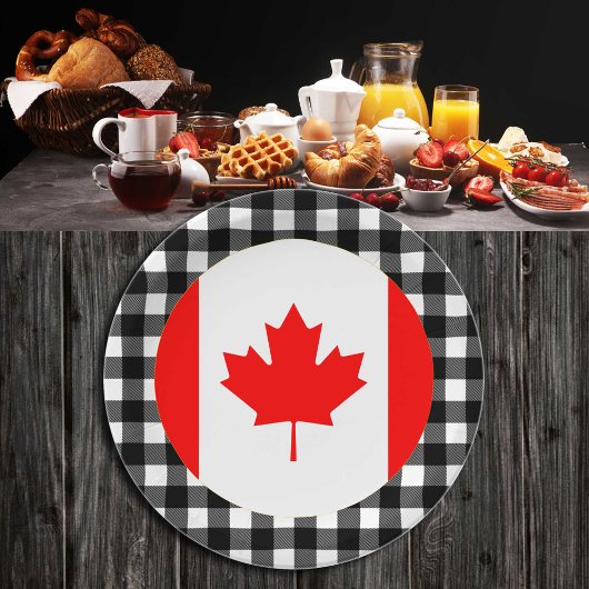 Assiettes En Carton Plaque Canada, plaid de buffle et drapeau canadien