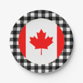 Assiettes En Carton Plaque Canada, plaid de buffle et drapeau canadien (Devant)
