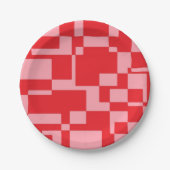 Assiettes En Carton Plaque carré rétro rose rouge (Devant)