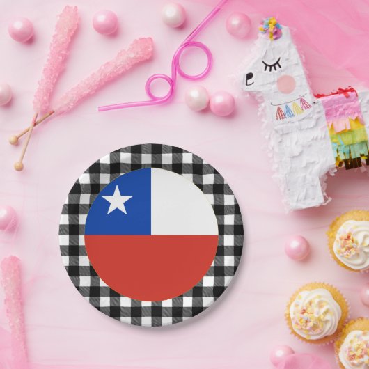 Assiettes En Carton Plaque Chili, plaid de buffle & Drapeau chilien (Fête)