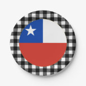Assiettes En Carton Plaque Chili, plaid de buffle & Drapeau chilien (Devant)