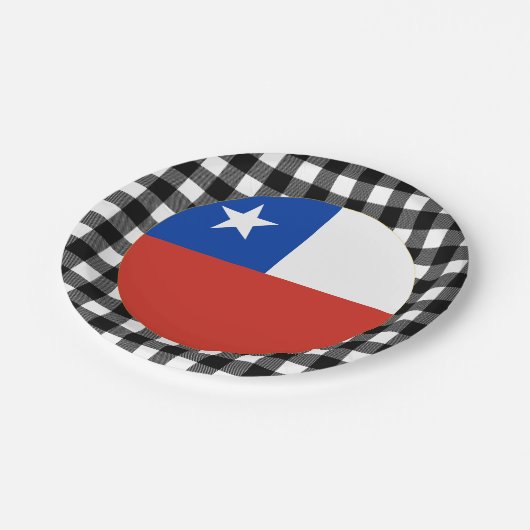 Assiettes En Carton Plaque Chili, plaid de buffle & Drapeau chilien (Angle)