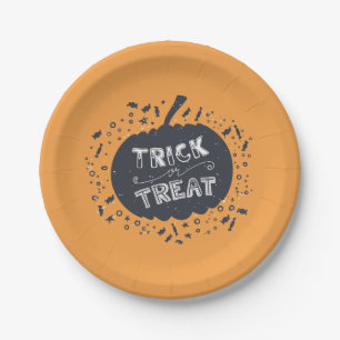 Assiettes En Carton Plaque Citrouille Halloween ou traitement